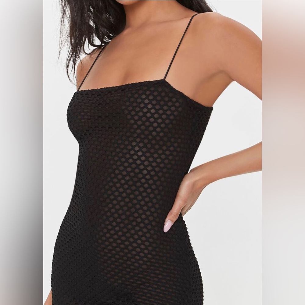 Black sheer mesh dress